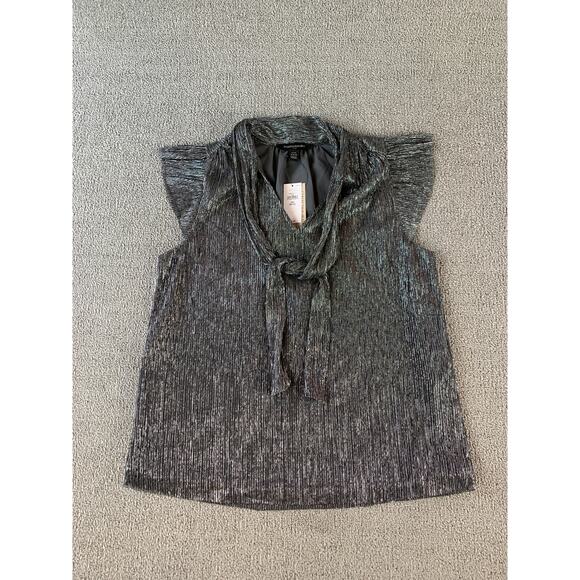 NWT Banana Republic Blouse Top Metallic Silver Gray Size XXS Petite - Picture 1 of 5